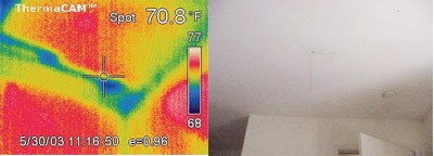 Comparison of typical digital camera photo vs thermal infrared camera photo